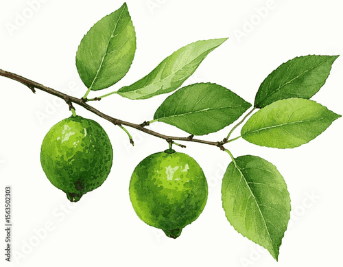 Zesty Limelight lime branch tree isolated watercolor vector illustration svg