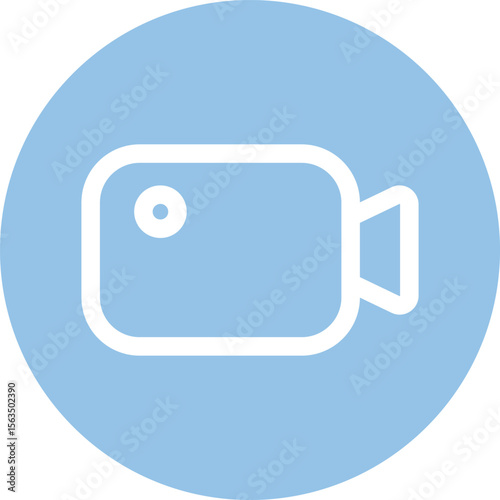 Camcorder Icon on Blue Circle Background