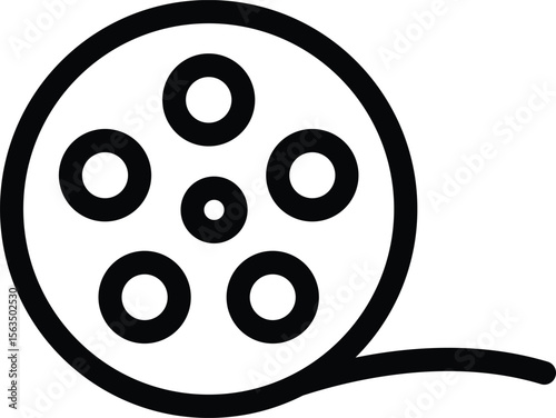 Film Reel Line Icon in Simple Style