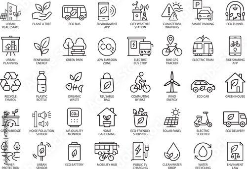 Ecology Icons Set, Vector Illustration, on White Background