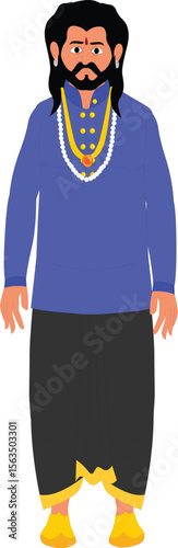 Indian man, indian characters, indian old man, young man, servant, cartoon character design, character, man