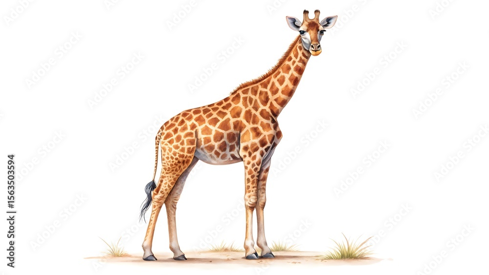 Fototapeta premium Watercolor giraffe on a white background