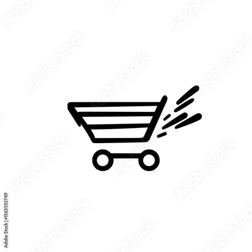 Vector Trolley Icon with Dynamic Motion Streaks for Retail and Shopping Cart Design Concepts