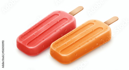 Red and orange popsicles arranged diagonally