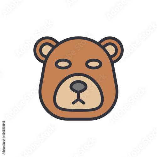 Simple Brown Bear Head Cartoon Illustration On Transparent Background