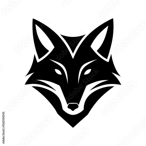 Vector art of a black fox head icon 