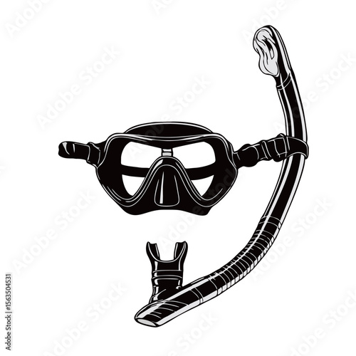 silhouette image of swimming goggles on white background