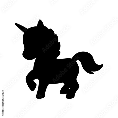 Vector art of a cute black unicorn silhouette