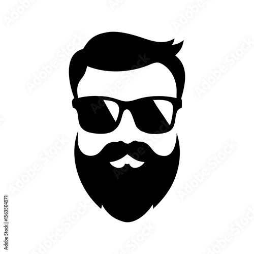Vector art of a man with a beard, mustache and sunglasses 