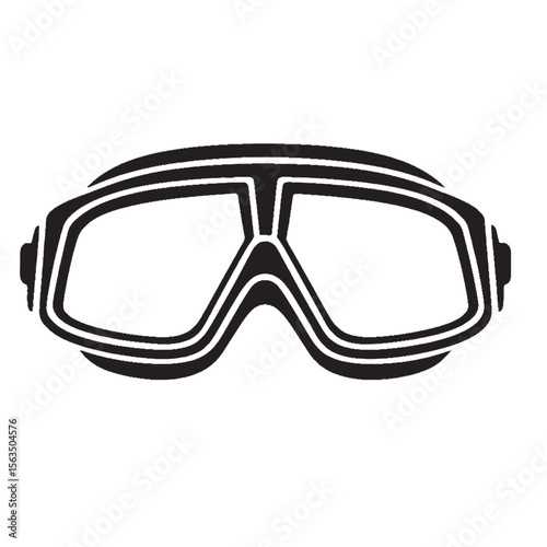 silhouette image of swimming goggles on white background
