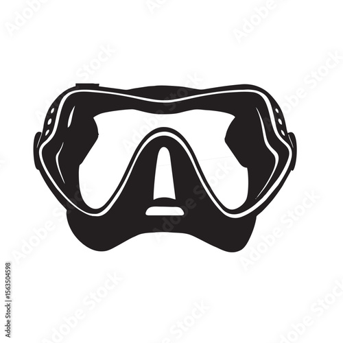 silhouette image of swimming goggles on white background