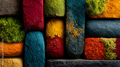 Colorful Natural Dyes and Pigments Texture