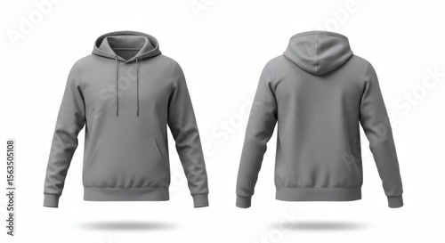 Grey hoodie mockup front and back views.