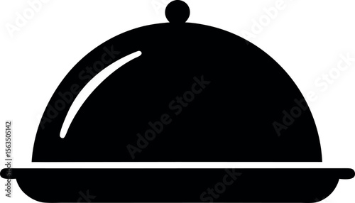 Dish or Tray Food silhouette icon on white background	