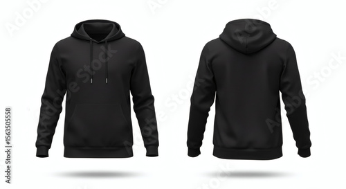 Black hoodie mockup front and back views.