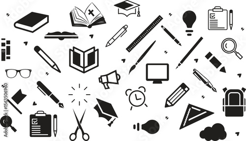 Cartoon stationery vector seamless pattern