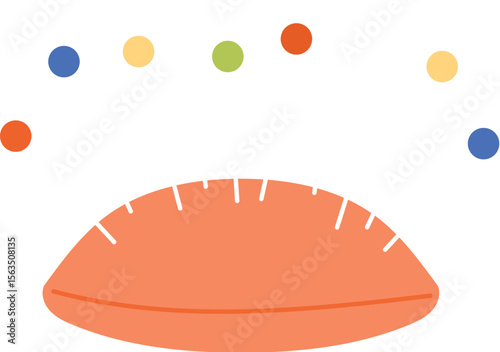 needle and ball headpin on pincushion for handcraft illustration