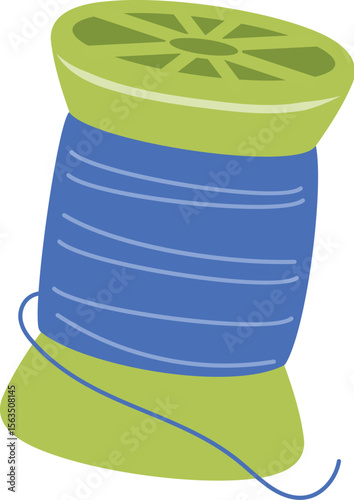 blue thread on tube for handcraft illustration, 
