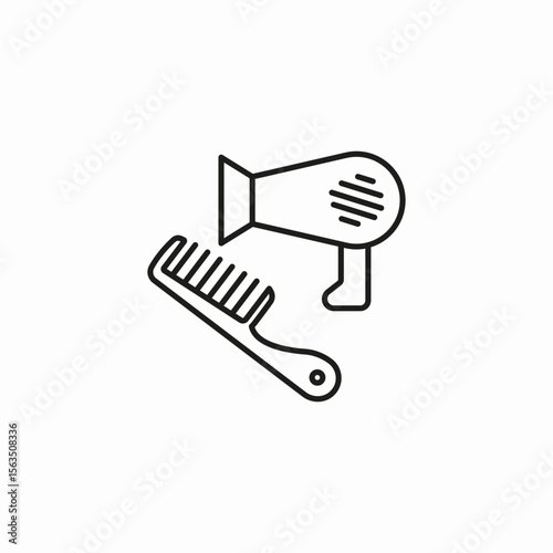 comb hairdryer beauty icon sign vector