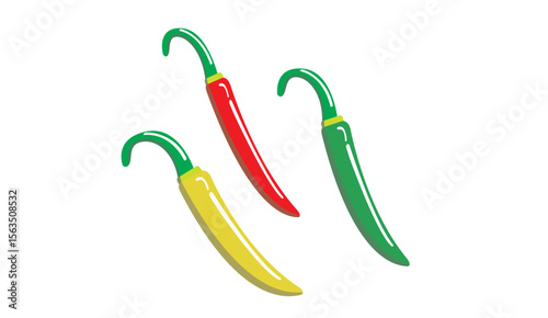 Colorful Chili Pepper Vector Illustration – Red, Green, Yellow