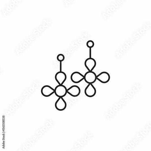 floral dangle earrings icon sign vector