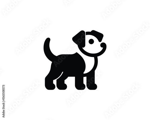 Stylized black and white dog icon