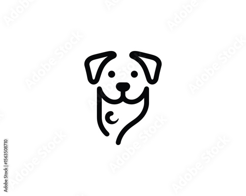 Minimalist black line art dog face logo