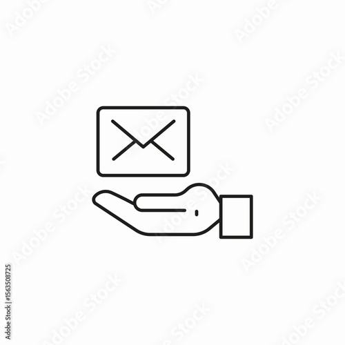hand holding mail icon sign vector