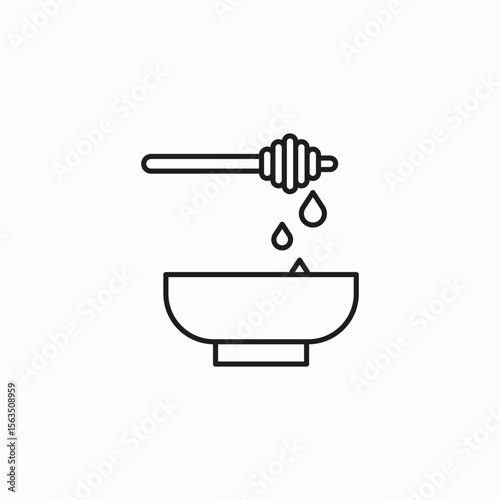honey dipper bowl icon sign vector