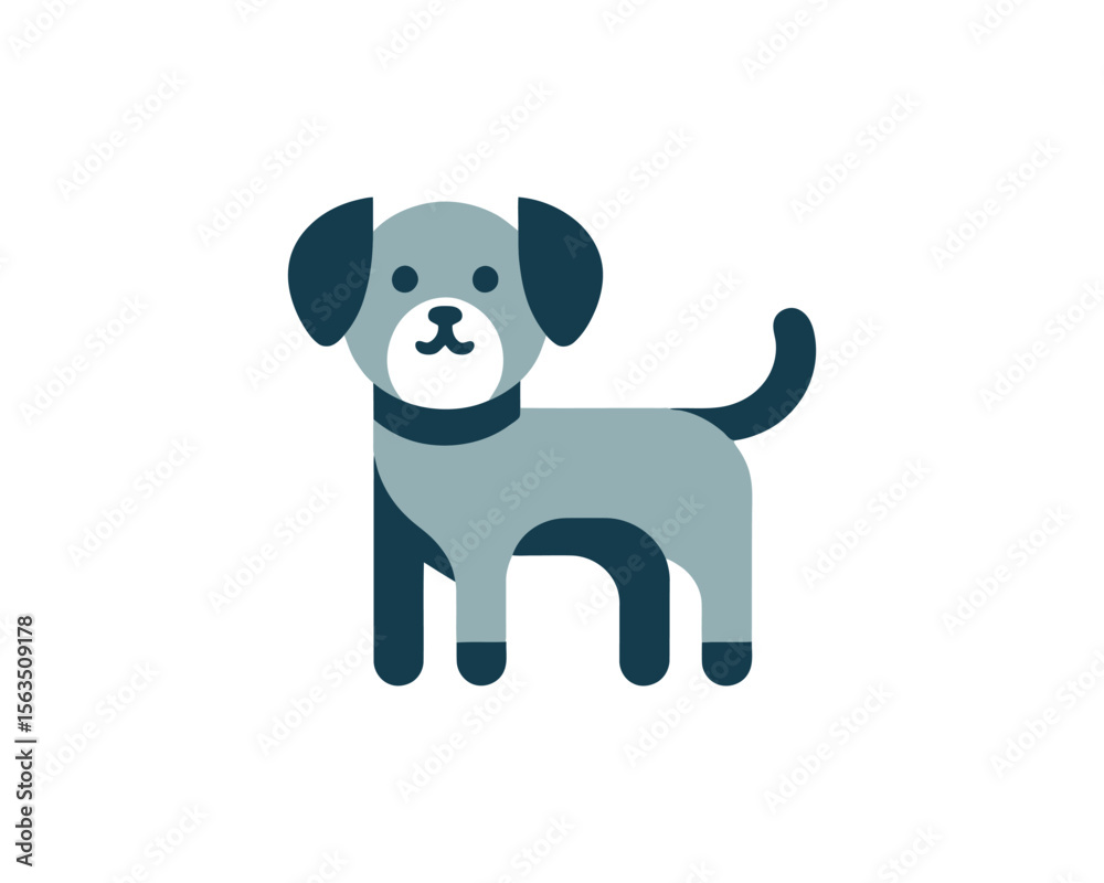 Fototapeta premium Simple geometric dog illustration in blue and grey