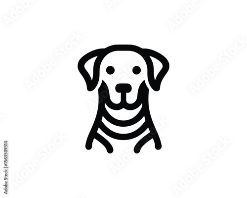Minimalist line art of a friendly dog