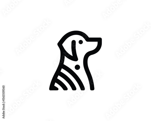 Minimalist black line art dog icon