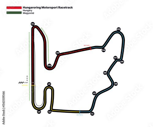 Hungarian motorsport race track vector map
