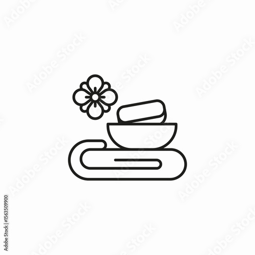 towel soap flower icon sign vector