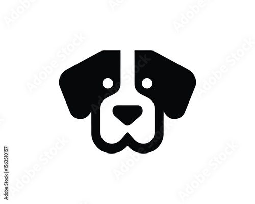 Simple black and white dog face icon