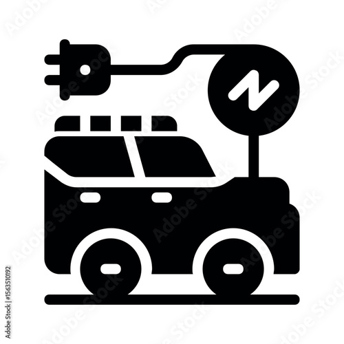 Illustration of electric vehicle charging station icon ev car plug in charger point symbol for green energy and sustainability vector