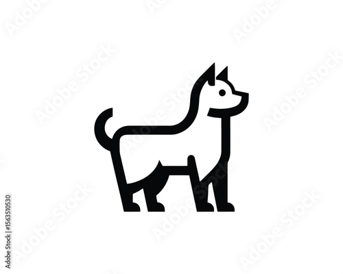 Stylized black and white dog icon