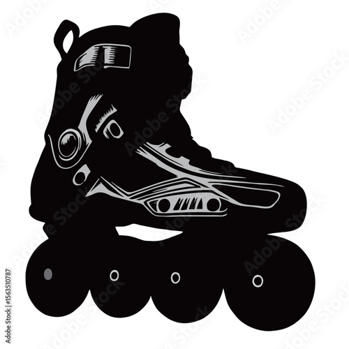 silhouette image of roller skates on white background
