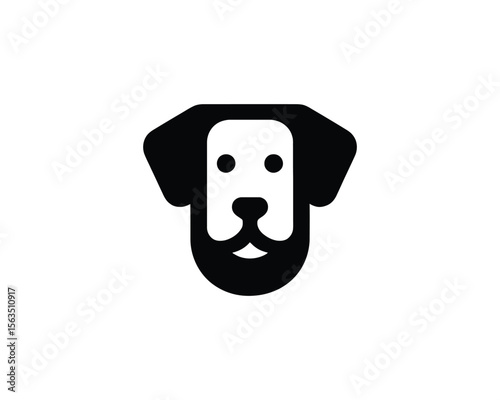 Minimalist black dog face icon on white background