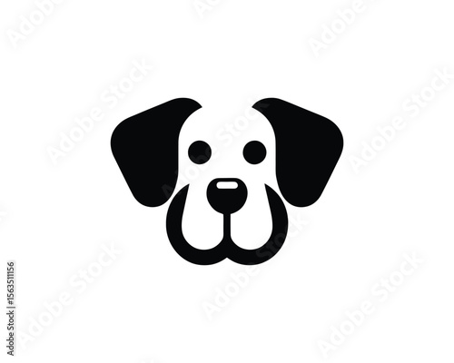 Simple black and white dog face icon
