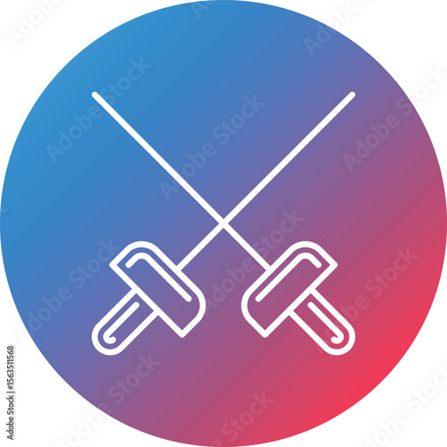 Fencing Sports Line Gradient Circle Background Icon
