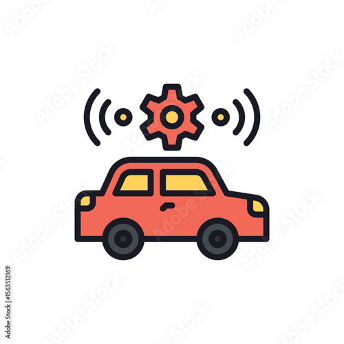 Illustration of autonomous car technology vector illustration for smart vehicle and driverless system concept design vector