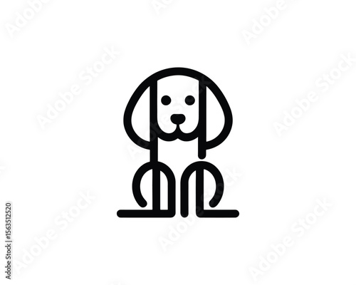 Minimalist line art of a cute sitting dog