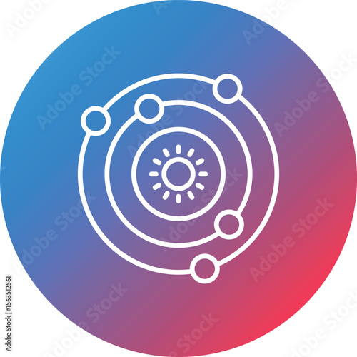 Solar System Line Gradient Circle Background Icon