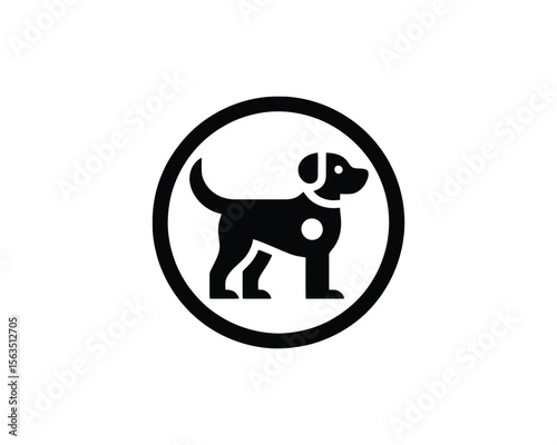Simple black dog icon in circle