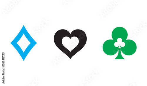 Playing cards icons. Vector black icons isolated on white ICON