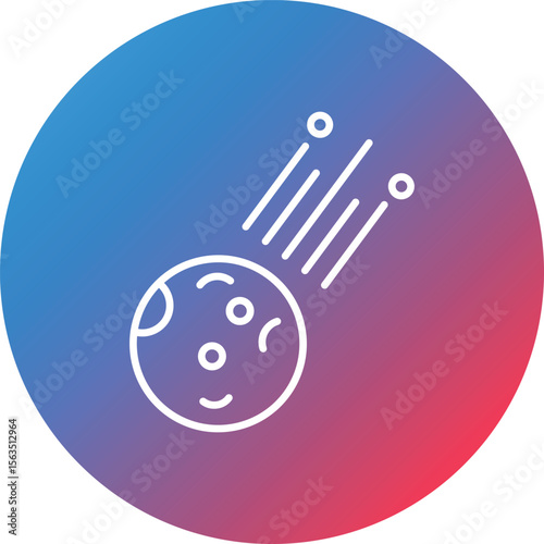 Asteroid Line Gradient Circle Background Icon
