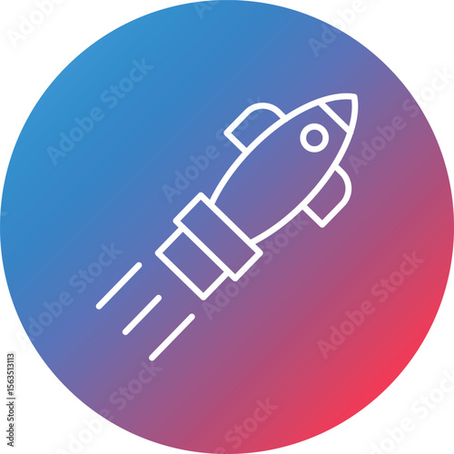 Space Booster Line Gradient Circle Background Icon