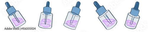 Hand-Drawn Centrifuge Tube Illustration Set — Purple gradient liquid lab tubes with green caps and label space, perfect for science, biology, chemistry, medical research presentations, laboratory bran