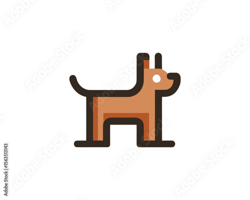 Simple brown dog icon with thick outline
